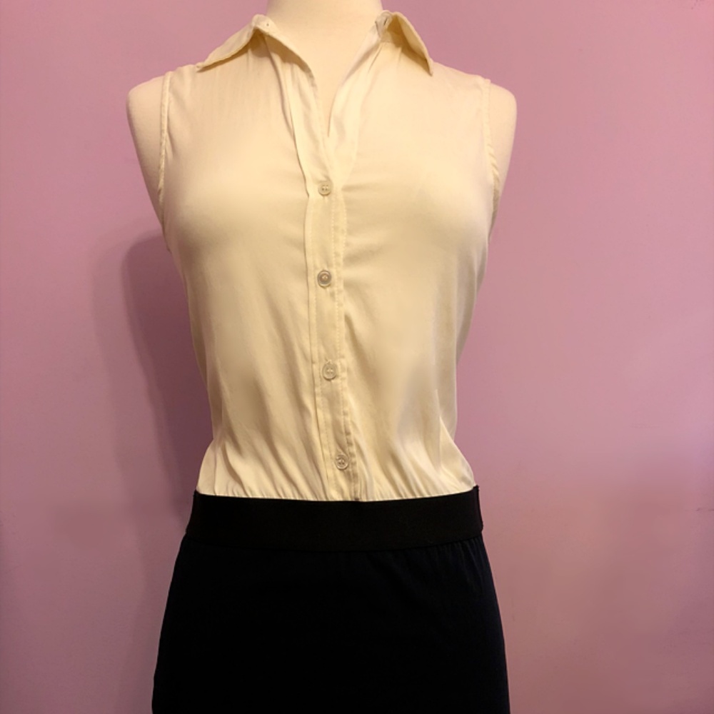 Theory Black & White Work Silk Dress Bandage Skirt